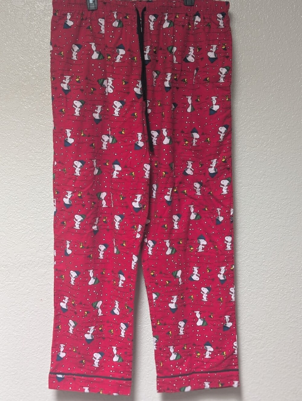Peanuts Snoopy Christmas Flannel Pajama Pants Red Men's XL Winter Holiday Cozy